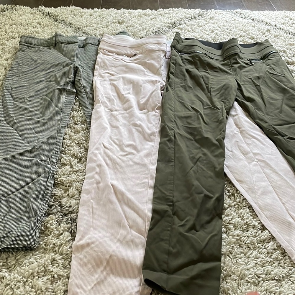Candies size medium ankle pants green and white, pink and white solid green